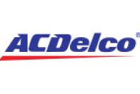 The image displays the ACDelco logo, featuring the brand name "ACDelco" in bold, blue letters with a slight italicized slant. Below the text, there are two lines: a thinner red line on top of a thicker dark grey line.