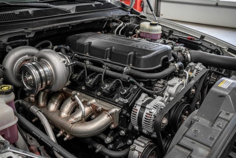 Cummins Truck Repair in St. Cloud FL At FloState Auto Diesel Repair. Close-up view of a Cummins diesel engine
